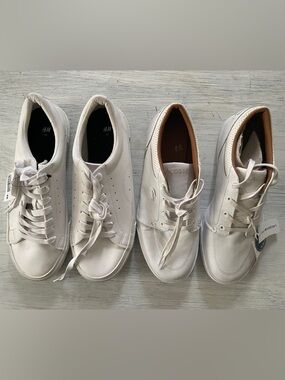 White sneakers summer H&M and Lacoste Men’s White Leather